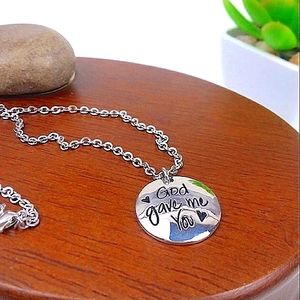 Cute Silver Charm “God Gave Me You” Necklace